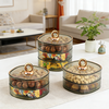 Bahainiao Candy Box Melon Seeds Nuts Fruit Compartment Tray Dried Fruit Snack Storage Box Living Room Light Luxury Green Three-Layered Cover