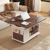 Sofa side table, movable coffee table, small living room side cabinet, multi-functional tea table, lifting and folding solid wood corner table, walnut+white, with lift 700*400*546