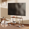 TV mobile bracket stainless steel floor cart with wheels hanging rack living room small apartment TV cabinet 55/75 walnut color stainless steel double layer + perforated board suitable for 32-75 inches solid wood