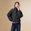 IEF/Aiyifu 2025 Winter New Korean Style Simple Casual Commuting Versatile White Duck Down Stand Collar Down Jacket Black S