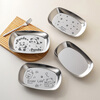 Chinese style cartoon snack plate 304 stainless steel household food preparation plate outdoor camping French fries fried chicken fried food plate blank model cartoon dinner plate (304 stainless steel)