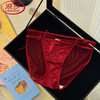 LangSha Light Luxury Design Lace Feel Customized High-end Sexy French New Year Red Underwear for Girlfriend as a Gift New Year Red Underwear Set Box of 6 Pieces M Recommended 85-100 Jin