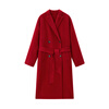 PEACEBIRD Women's Woolen Coat Zhenmao Series Classic Bathrobe Style Coat Jacket Fashion Red M