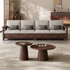 Small wooden nest sofa Song's aesthetic all solid wood sofa living room 2025 new small apartment sofa combination black walnut straight three-seat combination