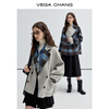 VEGA CHANG double-sided woolen coat for women winter small alpaca woolen coat Nordic blue plaid S