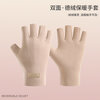 DeRong self-heating split-finger gloves for female students to write in winter with half-open fingers and velvet warm cycling driving gloves. DeRong-Finger Pink