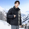 Flying in the Snow 2025 Winter New Men's Short Down Jacket Goose Down Comfortable, Warm and Versatile Basic Bread Jacket Outdoor Sports Black|8056 M 170/88A