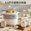 Bear Electric Stew Pot, Electric Stew Cup, Household Ceramic Pot Waterproof Stew Pot, Soup Pot, Large Capacity for 3-5 People, Large Inner Pot Can Stew One Chicken, Porridge, Healthy Pot, White Porcelain Electric Stew Pot 6.5L DDZ-B45B2