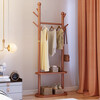 Quanpinwu solid wood clothes hanger floor-standing vertical coat rack bedroom clothes rack household clothes drying rack with hook multi-functional storage rack