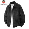 Paul Frank Jacket Men's Winter Loose Workwear Jacket Men's Casual Suede Leather Jacket Men's Black L
