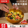 Shanyufu Korean cold noodle bowl 20cm stainless steel large bowl soup bowl instant noodle bowl Korean bibimbap cooking tableware gold-plated