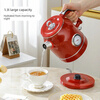 TLIT German imported quality red retro kettle electric kettle household antique stainless steel kettle large capacity Mercedes-Benz electric kettle丨Red 1ml