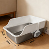 Leyoupai stainless steel cat litter box open cat litter box heightened fence anti-splash giant cat toilet non-stick bottom medium and high style
