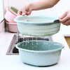 Shantou Lincun vegetable basin double-layer thickened vegetable drain basket household fruit plate storage basket multi-functional vegetable basket kitchen utensils Nordic Green