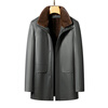 Yalu Genuine Leather Jacket Men's Medium and Long 2025 New Living Face Mink Velvet Liner Fur Collar Middle-aged and Elderly Leather Jacket