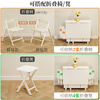 SKAAN folding dining table small apartment retractable home dining table cream style simple mobile wall folding table and chair combination storage 1.2 meters_1 table 4 stools