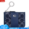 COACH Wallet Women's 2025 New Camellia Color Blocking LOGO Short Card Holder ID Bag Clutch Bag Light Luxury Girl Gift Denim/Silver Blue Presbyopia One Size/11.5*11.5cm