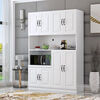 Fantasy European sideboard multifunctional kitchen cupboard wine cabinet living room wall integrated cabinet storage cabinet storage cabinet warm white 120+ European door.