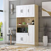 Fantasy European sideboard multifunctional kitchen cupboard wine cabinet living room wall integrated cabinet storage cabinet storage cabinet warm white 120+ European door.