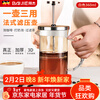 Baijie glass French press coffee pot stainless steel filter press pot for household tea and milk froth French coffee filter French press pot 350ml 1-2 people (snow white) coffee/tea/milk froth all in one pot