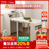 Konoshijia telescopic folding dining table and sideboard integrated small apartment home restaurant kitchen multi-functional telescopic dining table and chair combination folding telescopic dining table white