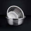 Camellia stainless steel vegetable washing basket, thickened rice sieve, dense hole vegetable washing fruit basin, round household and washbasin, 28cm (basin deepened) 1 piece