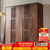 Youthful and trendy black walnut solid wood wardrobe, bedroom wardrobe, five-door wardrobe, new Chinese grille wardrobe, five doors (210*60*220cm)
