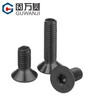 Guwanji grade 10.9 high-strength countersunk head hexagonal screws flat head bolts iron black flat cup machine screws national standard M4*10 100 pieces