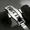 Hong Kong Jazz watch strap steel strap watch chain men and women stainless steel butterfly buckle watch accessories suitable for Tissot, Longines, Omega, Citizen, Mido, Huawei GT watch strap, five-bead steel strap - silver, free curved interface, dial interface width 24mm