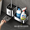 Munich 304 stainless steel toilet brush rack bathroom wall-mounted punch-free toilet cleaning soft brush storage artifact mirror-standard toilet brush with water tray