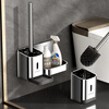 Munich 304 stainless steel toilet brush rack bathroom wall-mounted punch-free toilet cleaning soft brush storage artifact mirror-standard toilet brush with water tray