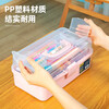 Deli tool box portable art storage box three-layer transparent plastic box portable gouache oil painting box brush box 13 inches simple pink DL432013B