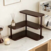 Desktop storage rack, cup storage rack, dining table, workstation, water cup, coffee cup, tea set, corner small cup holder, three-layer corner storage rack - walnut color without edging