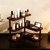 Desktop storage rack, cup storage rack, dining table, workstation, water cup, coffee cup, tea set, corner small cup holder, three-layer corner storage rack - walnut color without edging