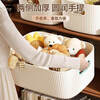 Cream-style large-capacity storage of cultural and educational supplies with handles and vertical pattern design can be stacked to organize desktop wardrobe debris. Cream-style storage box 1 piece
