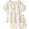 Langsha summer pajamas for women, thin cloud cotton with breast pads, short-sleeved shorts set, sweet and cute, can be worn outside as home clothes