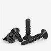 Bingneng 410 stainless steel countersunk head cross self-drilling drill tail screw black flat head dovetail self-tapping screw bolt color steel tile M3.5*13 100 capsules