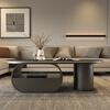 Seaworthy high-end slate coffee table living room small apartment new tea table 2025 modern simple oval living room coffee table light luxury black frame drawer bright white slate 120