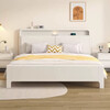 Engelberg solid wood bed rubber wood 100% pure solid wood 1.5m double bed single bed simple bedroom large bed rental room bed single bed cream white soft cover 1.8*2m frame structure