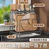 CRHMMFLF kitchen knife holder chopstick barrel storage rack pot lid knife cutting board chopping board rack storage storage rack all-in-one multi-functional kitchen integrated storage rack (carbon steel material) - gray luxury knife holder + double chopstick barrel + chopping board rack + pot lid rack