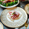 Magalonte Valentine's Day Gift Golden Han Palace Bone China Tableware Set European Light Luxury Banquet Dinner Plate Set for 10 People