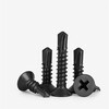Bingneng 410 stainless steel countersunk head cross self-drilling drill tail screw black flat head dovetail self-tapping screw bolt color steel tile M3.5*13 100 capsules