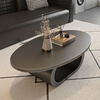 Seaworthy new living room coffee table small apartment simple home modern light luxury high-end Internet celebrity tea table black coffee table slate black frame oval glossy white slate 100
