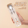 Chinese style chopsticks and spoon set portable tableware storage box three-piece set for primary school students and children going to school, single set for one person, antibacterial 304 bear portable tableware