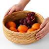 Zhenxiqi Fruit Basket Rattan Basket Fruit Plate Round Living Room Dry Fruit Plate Snack Plate Steamed Bun Basket Hand-woven Tray Medium Size