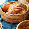 Zhenxiqi Fruit Basket Rattan Basket Fruit Plate Round Living Room Dry Fruit Plate Snack Plate Steamed Bun Basket Hand-woven Tray Medium Size