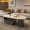 Seaworthy high-end slate coffee table living room small apartment new tea table 2025 modern simple oval living room coffee table light luxury black frame drawer bright white slate 120