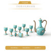 Yongfengyuan Yongfengyuan hand-painted blue 10-head wine set ceramic flask and wine glass set luxury high-end gift