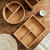 Coffee table desktop storage box inside and outside the house, rattan living room storage basket, remote control, key, miscellaneous box, small items, divided storage basket, natural rattan, rectangular three-compartment
