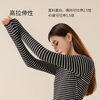 Urban beauty round neck bottoming shirt black striped slim pure lust top long sleeve women's inner wear L